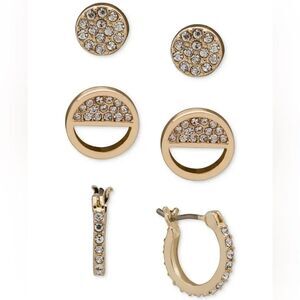 DKNYC Gold and Silver Crystal Earrings Set